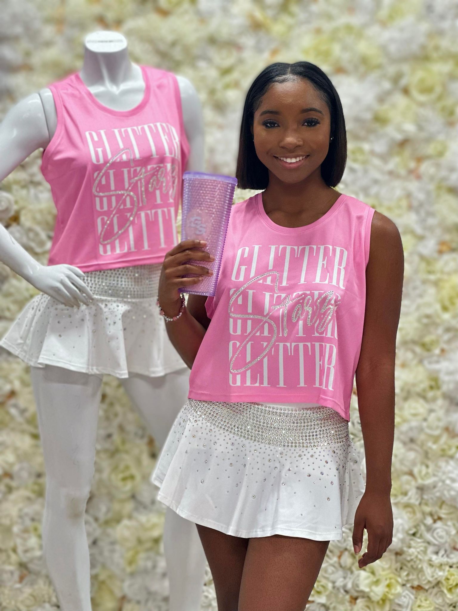 Pink Crop GlitterStarz Basketball Jersey - C8