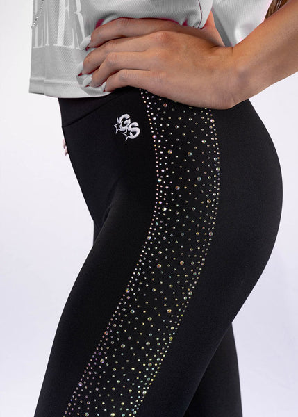 Black Leggings, Rhinestone Leggings, High Waist Leggings, Bling