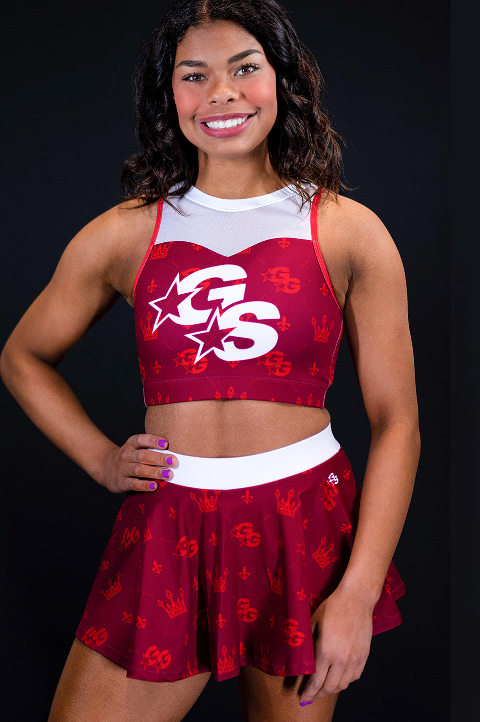 Red Flouncy Crown Skirt with Dynasty Pattern - Glitter Collection - G23