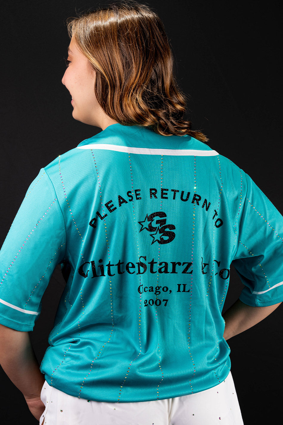 Teal full length jersey with Bling Stripes - T10