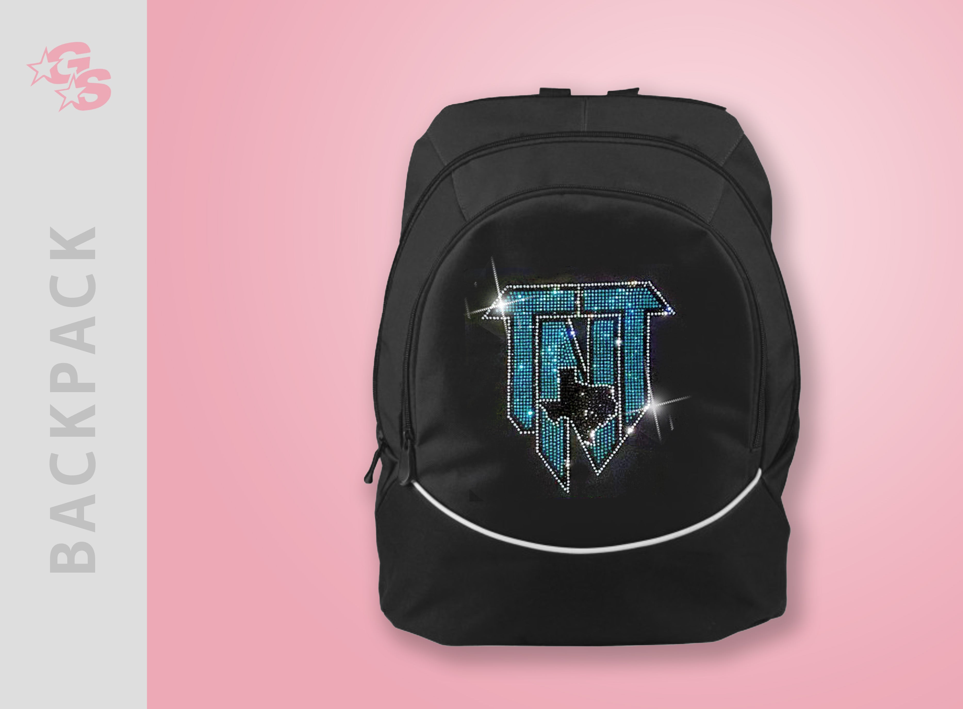 Backpack (Black) with bling logo - TNT Top Notch Tumble