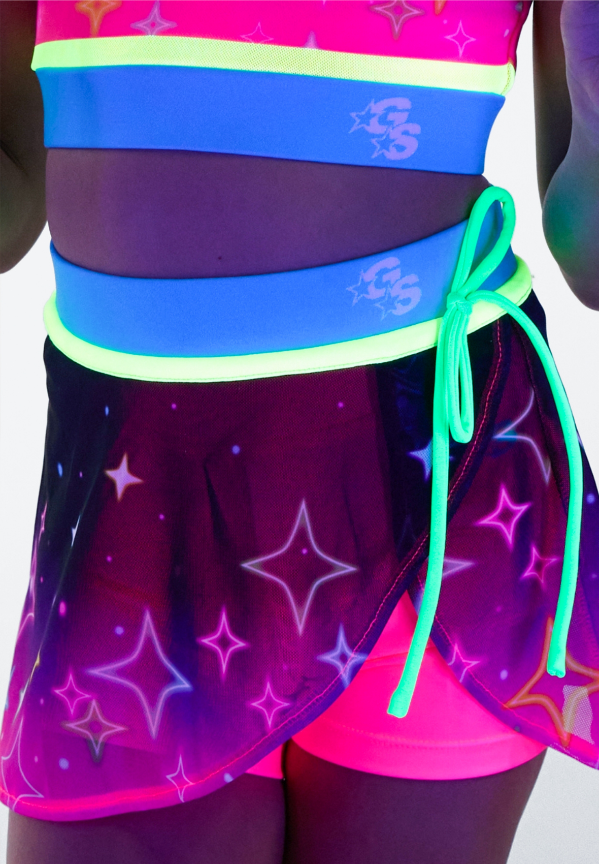 Neon Sparkles Peek-A-Boo Mesh Over Skirt - Deep South Glow Tour