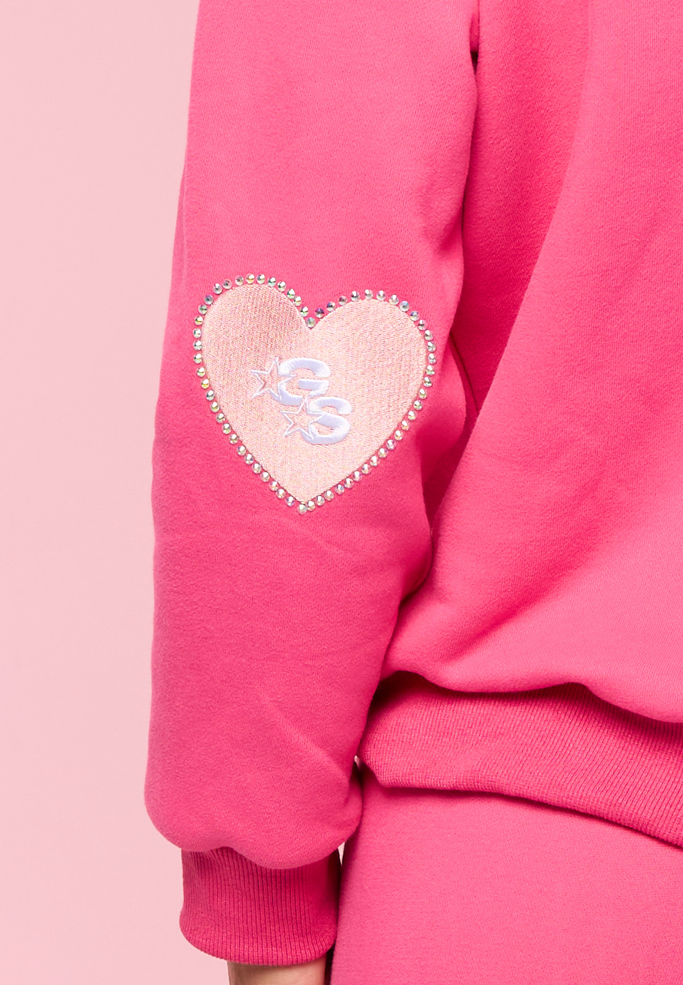 Fuchsia Love Club Rhinestone Hooded Sweatshirt