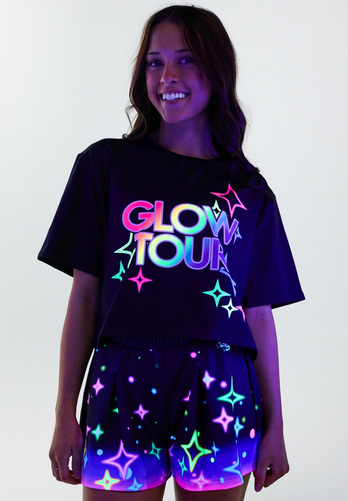 Neon Sparkles Crop Tee - Deep South Glow Tour