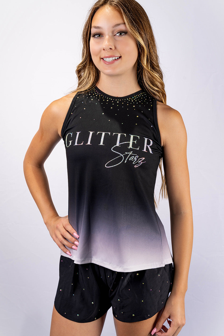 Black and White Sublimation Ombre Tank Top - Glitter Collection - G5