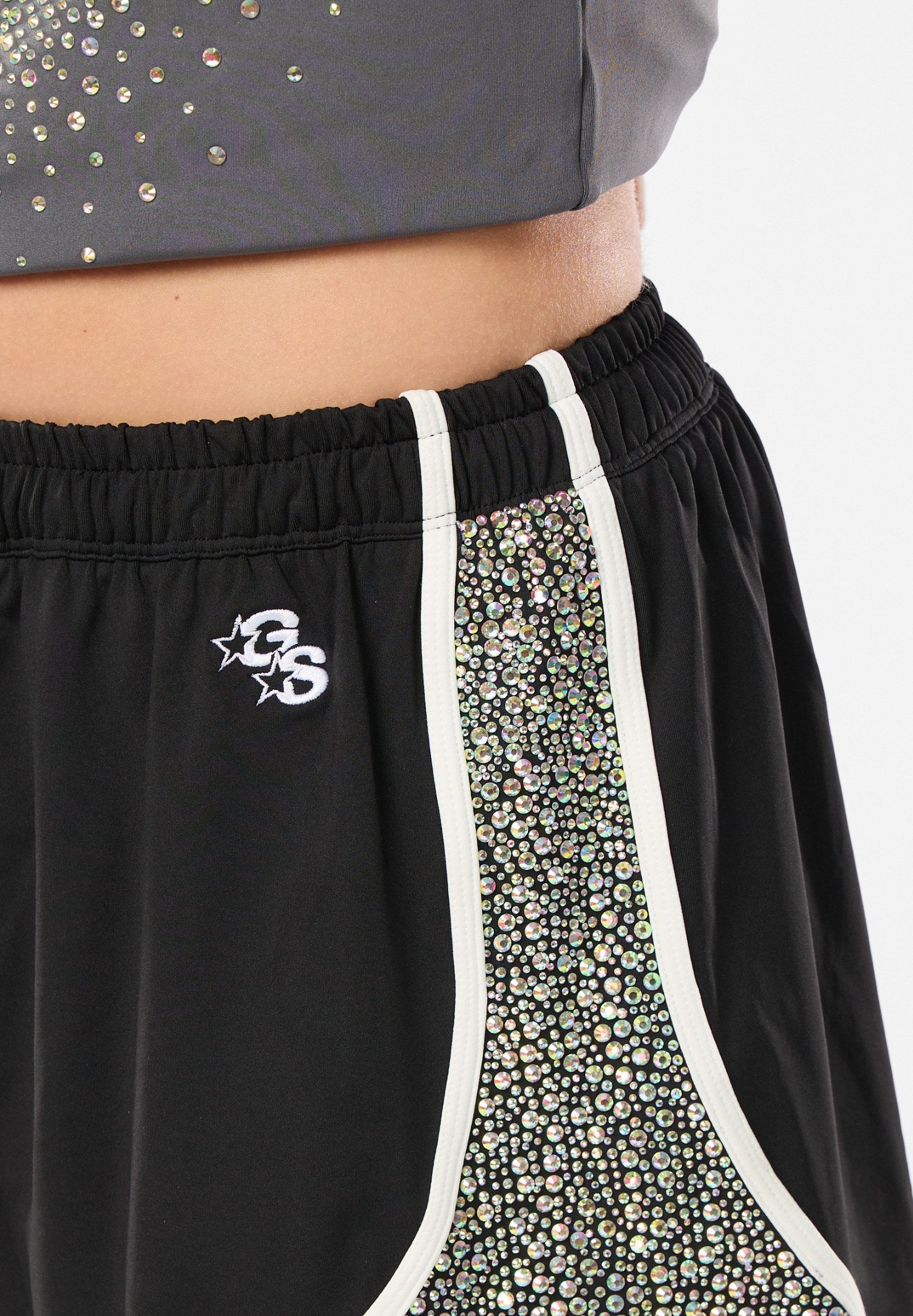 Black Icon Flex Encrusted Running Shorts