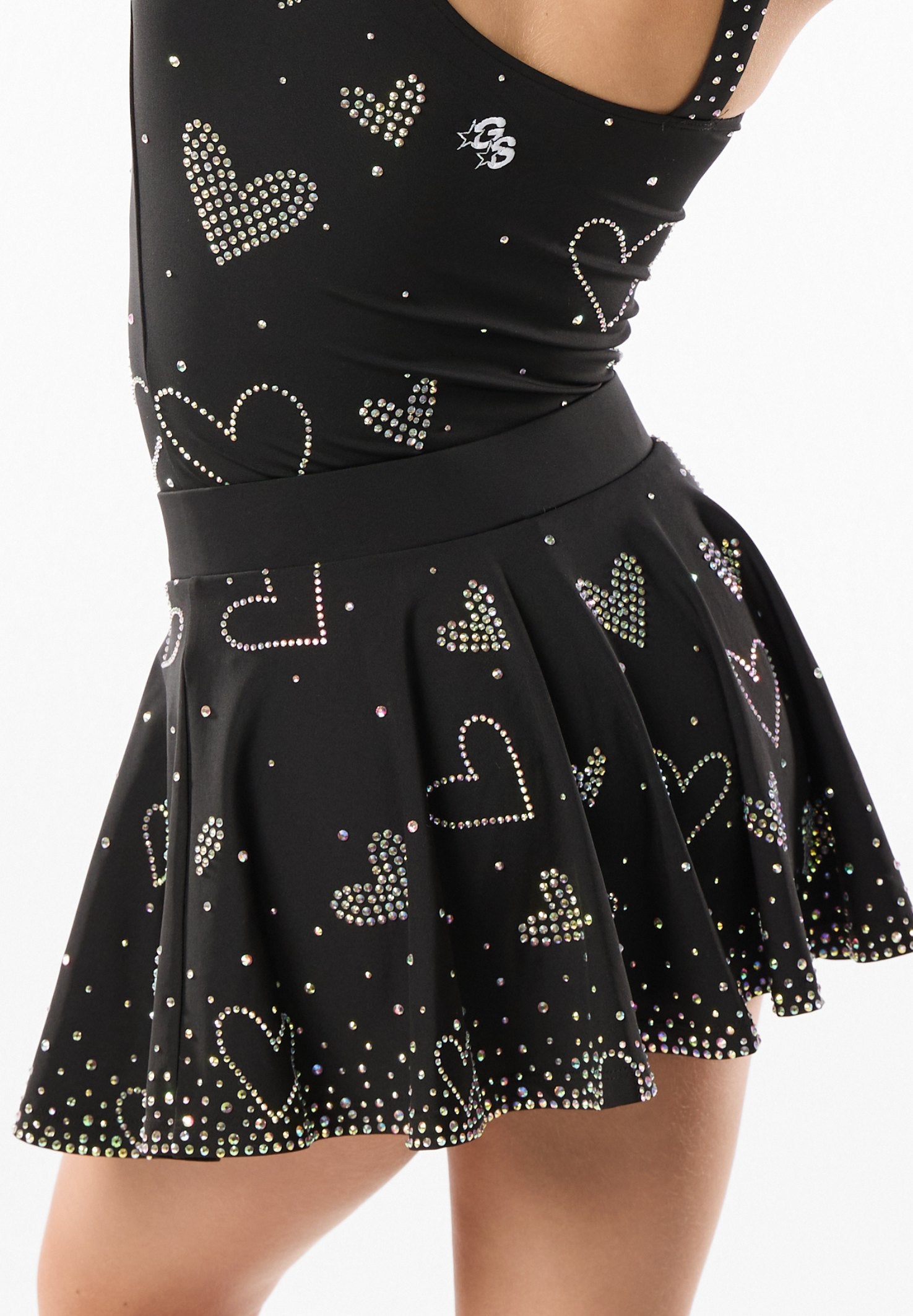 Black Heartbreaker Rhinestone Flouncy Skirt