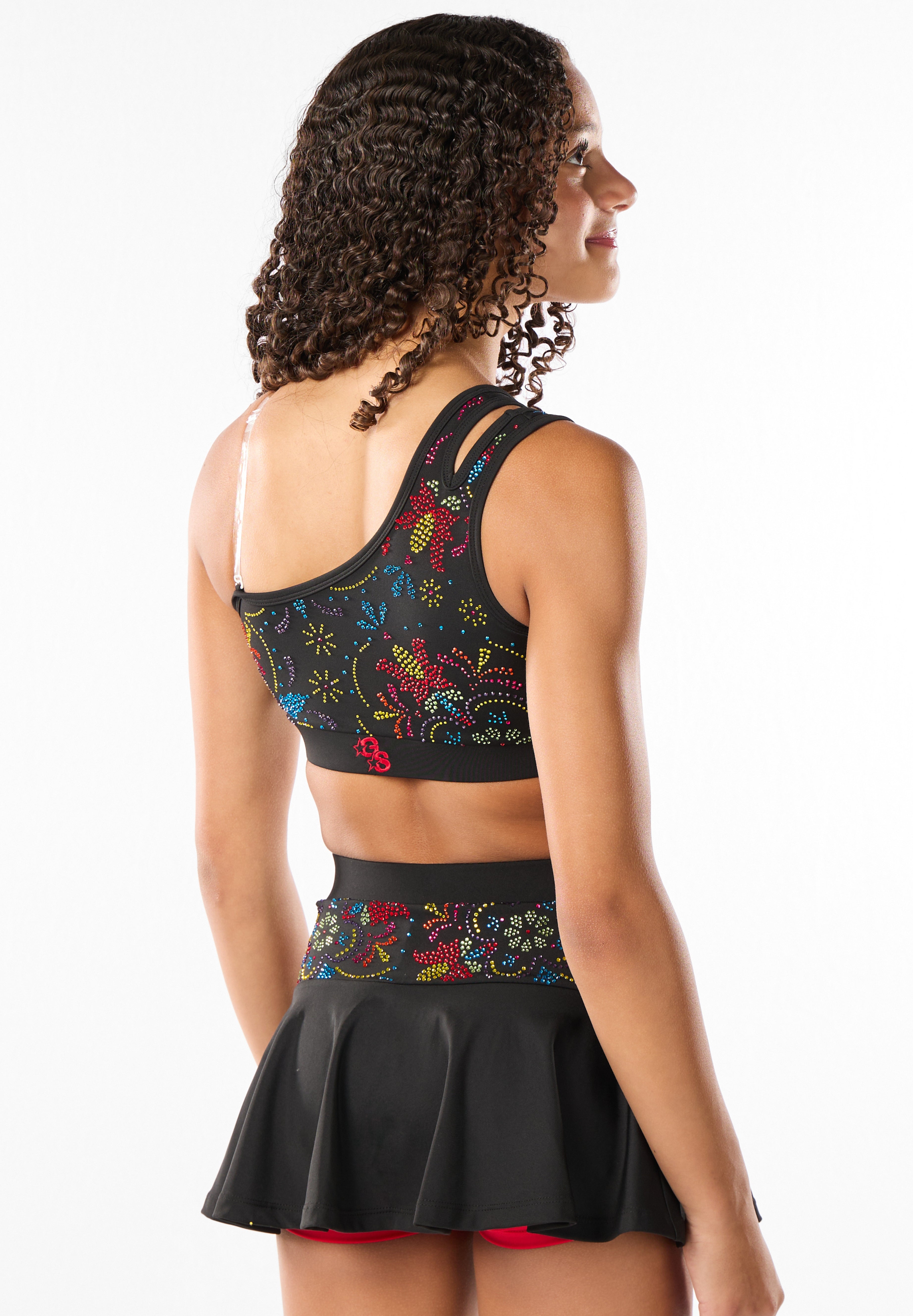 Black Blossom Edge-2-Edge Rhinestone Bra