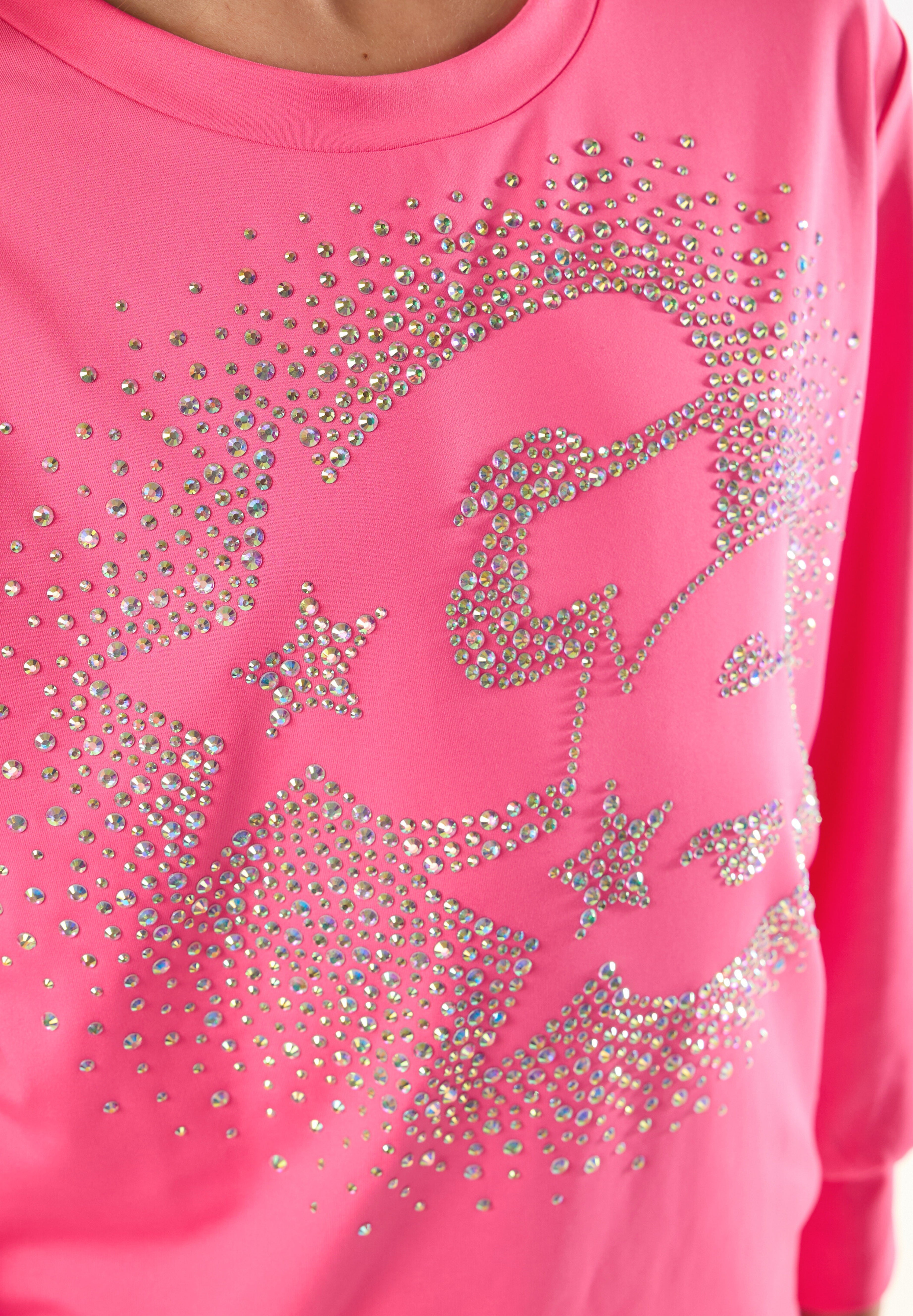 Light Pink Heartbreaker Rhinestone Burst Crewneck Sweatshirt