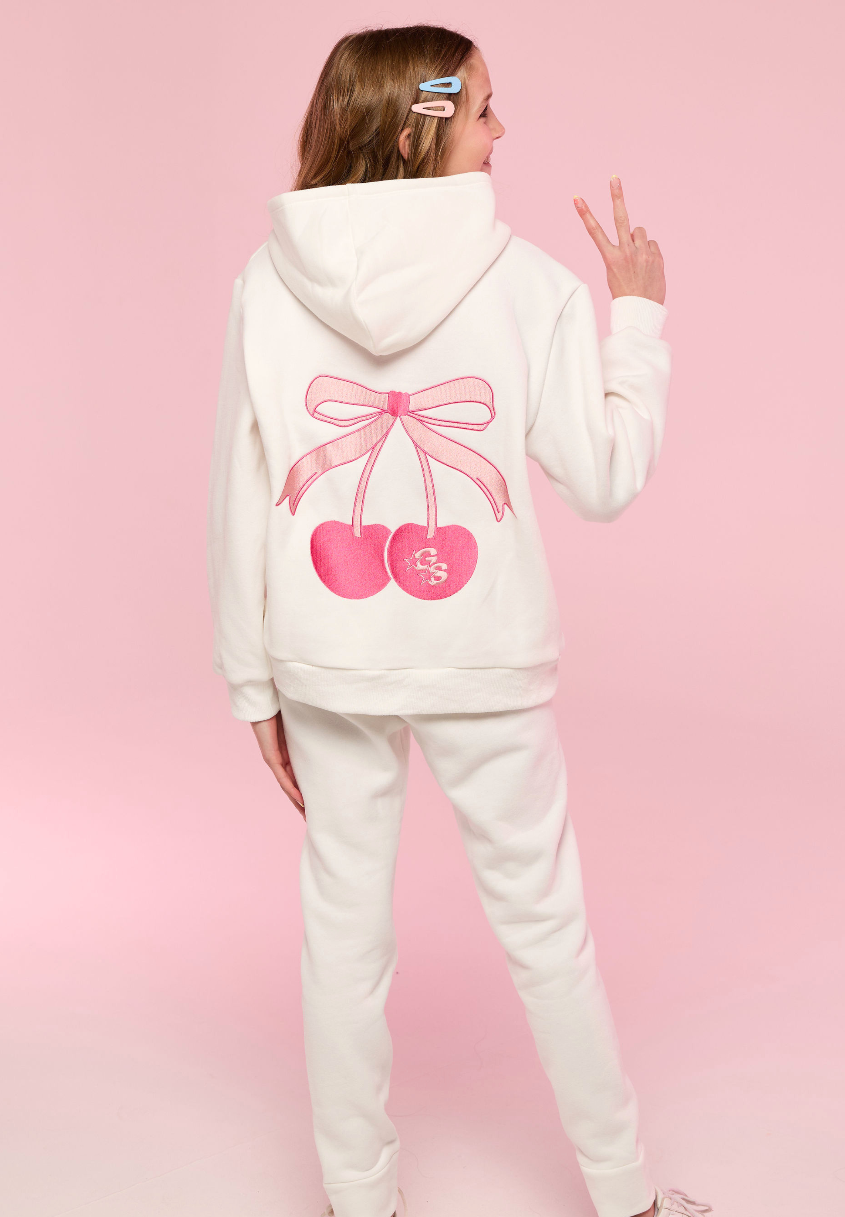 White Cherry Comp Club Rhinestone Hooded Sweatshirt