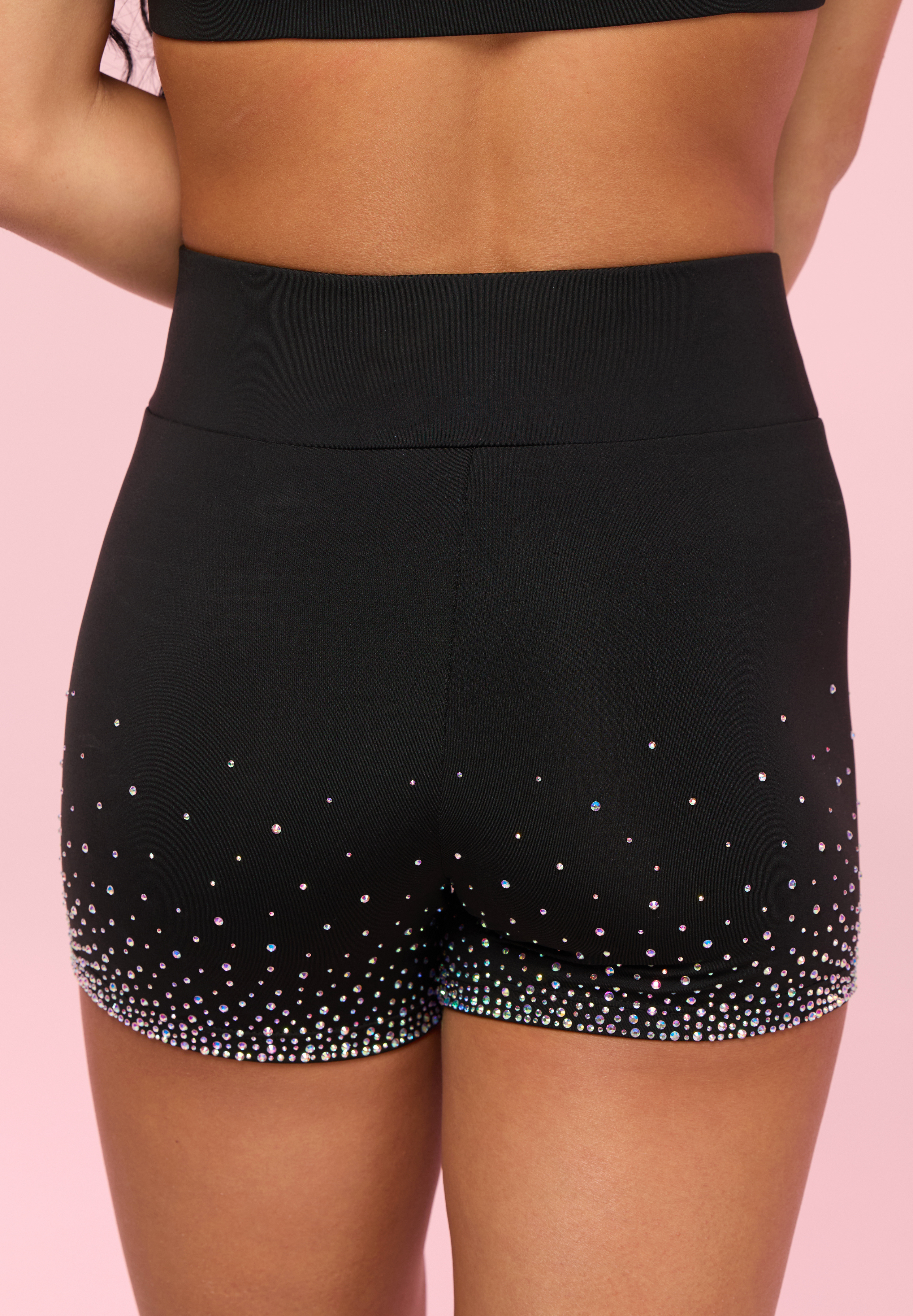 Black Allstar Social Club Rhinestone High Waisted Standard Short