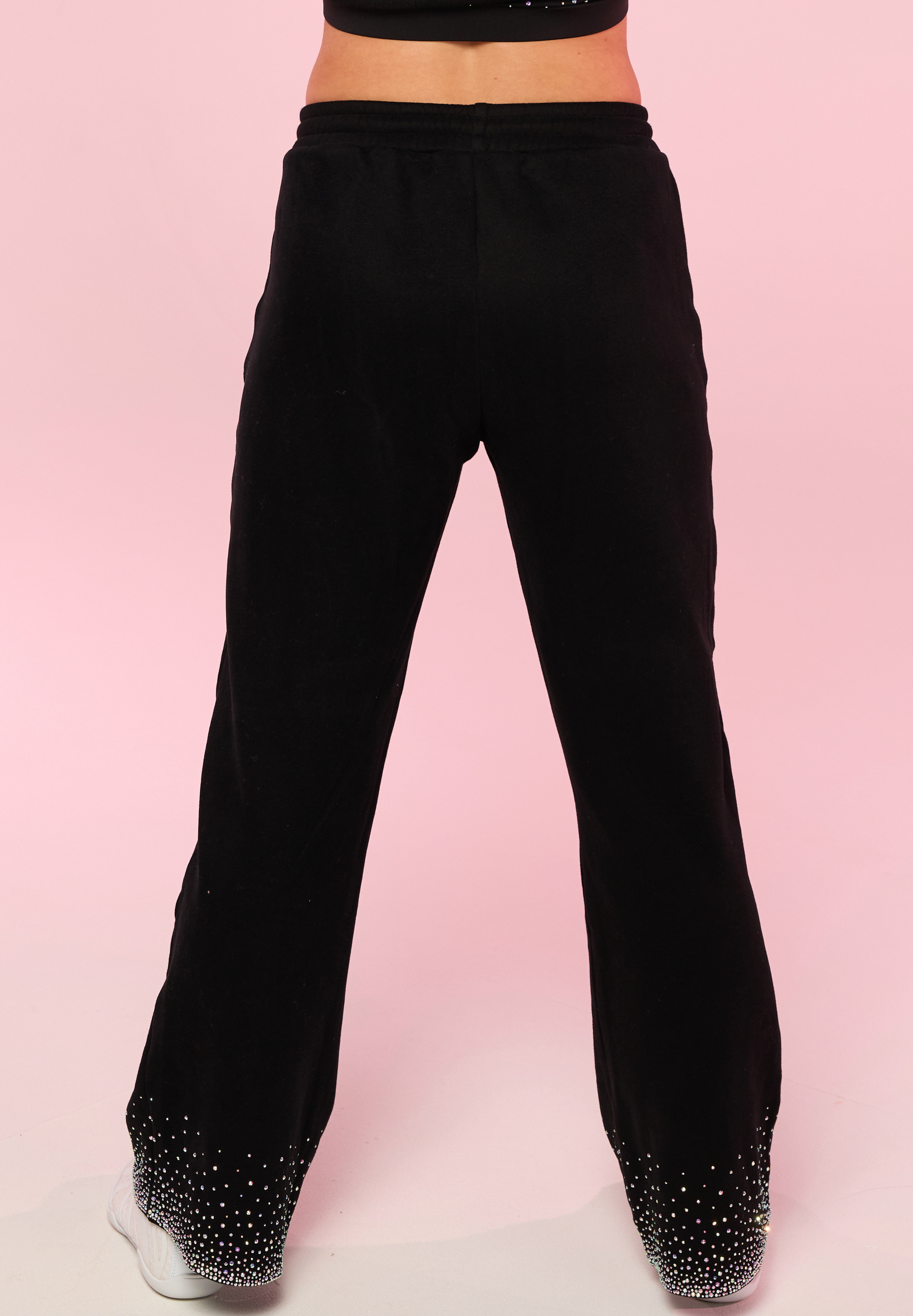 Black Allstar Social Club Rhinestone Wide Leg Sweatpants