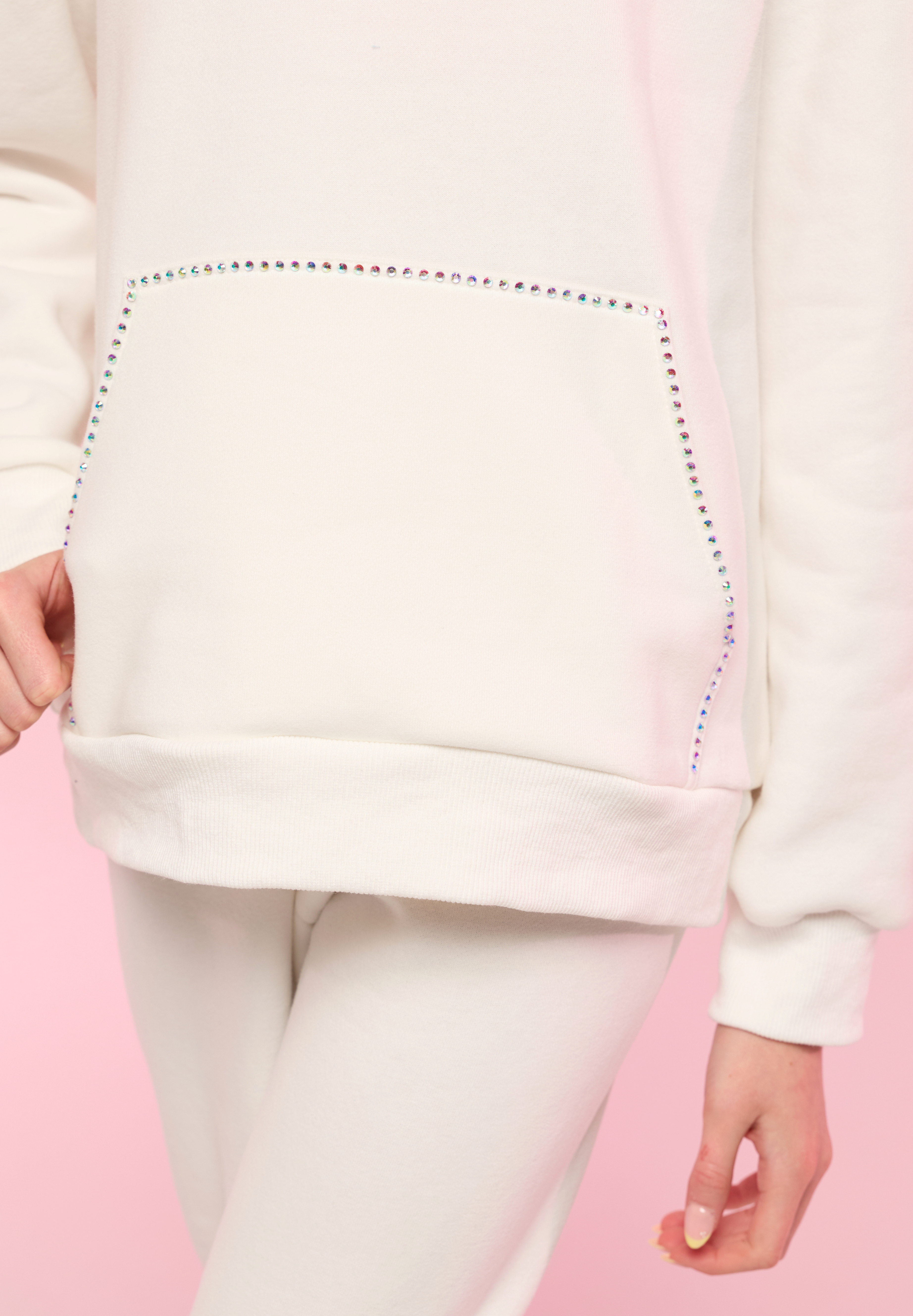White Cherry Comp Club Rhinestone Hooded Sweatshirt
