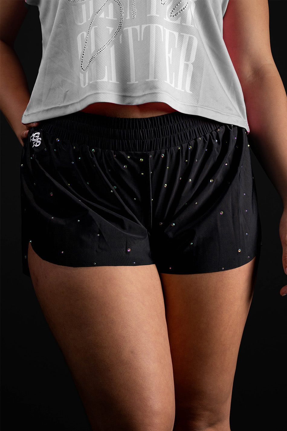 Black Fly Shorts with Bling - Glitter Collection - G6