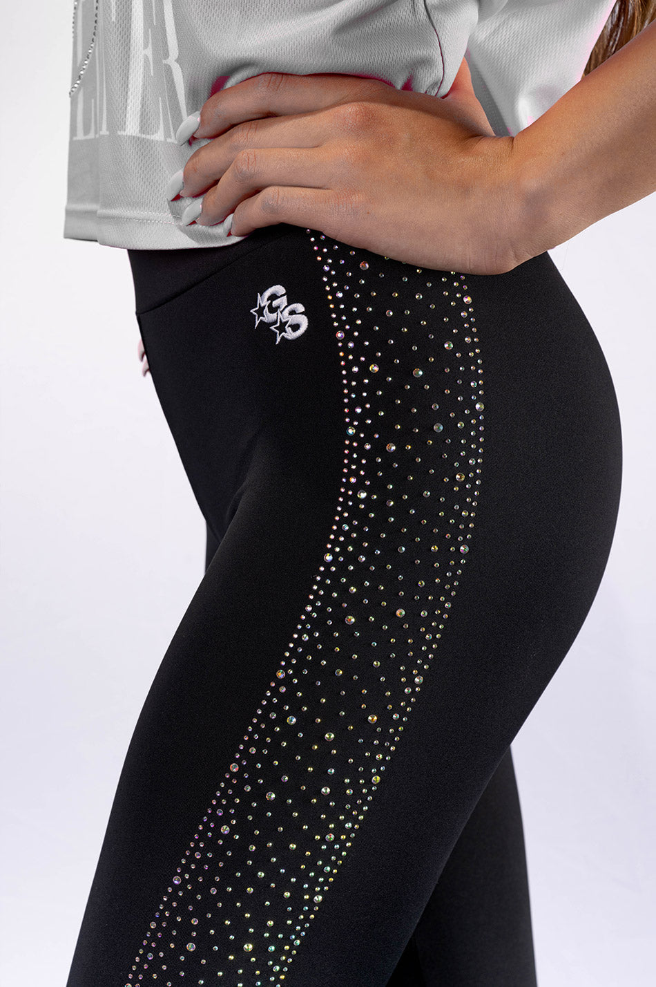 Black Leggings with Bling side Accents - C9