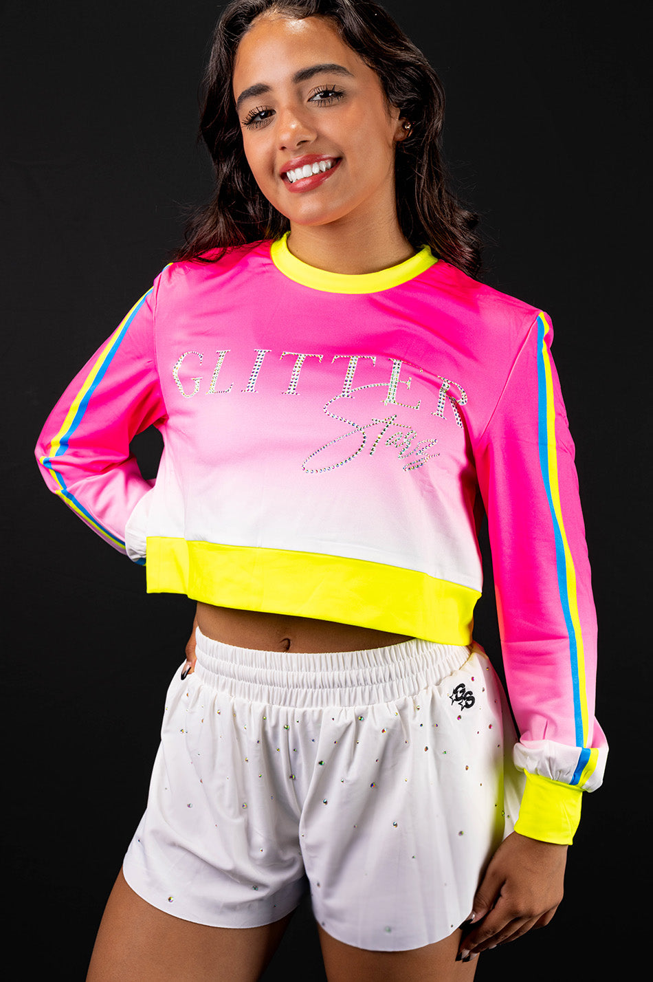 Pink Ombre Sweatshirt with Bling Logo - Glitter Collection - G15