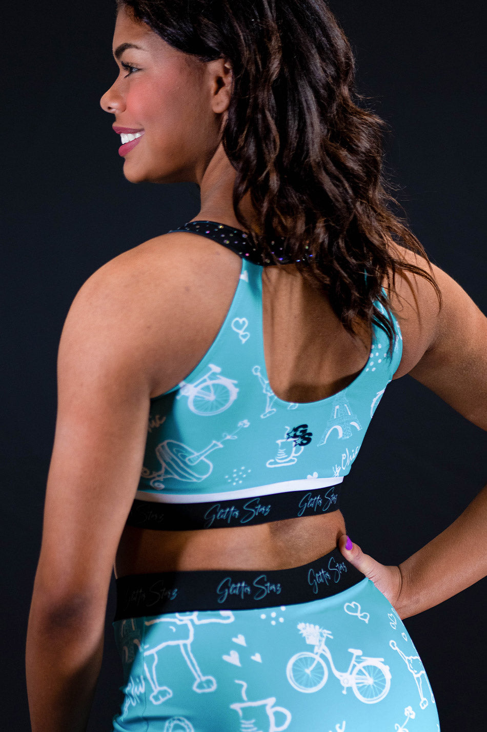 Paris theme "Sarah" Bra with Teal Print - T14