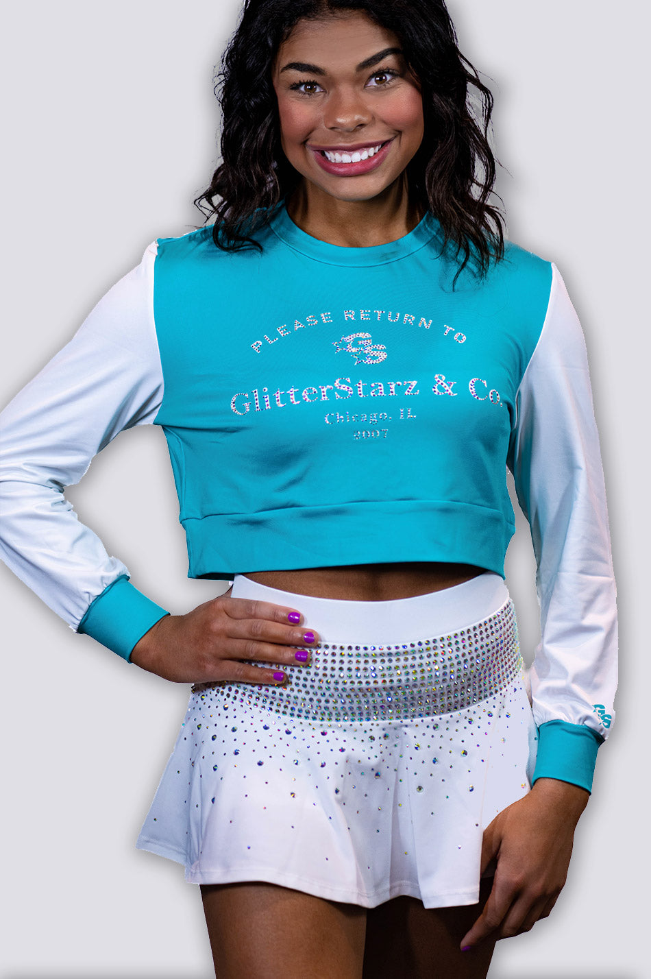 Crop Teal and White Sweatshirt "Return to GS" - T9
