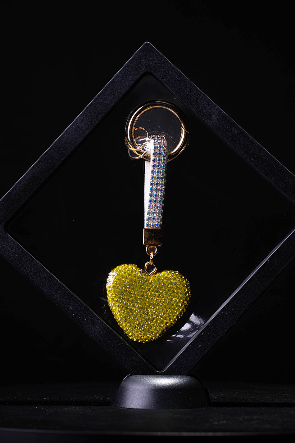 Heart Keychain - Yellow Rhinestone