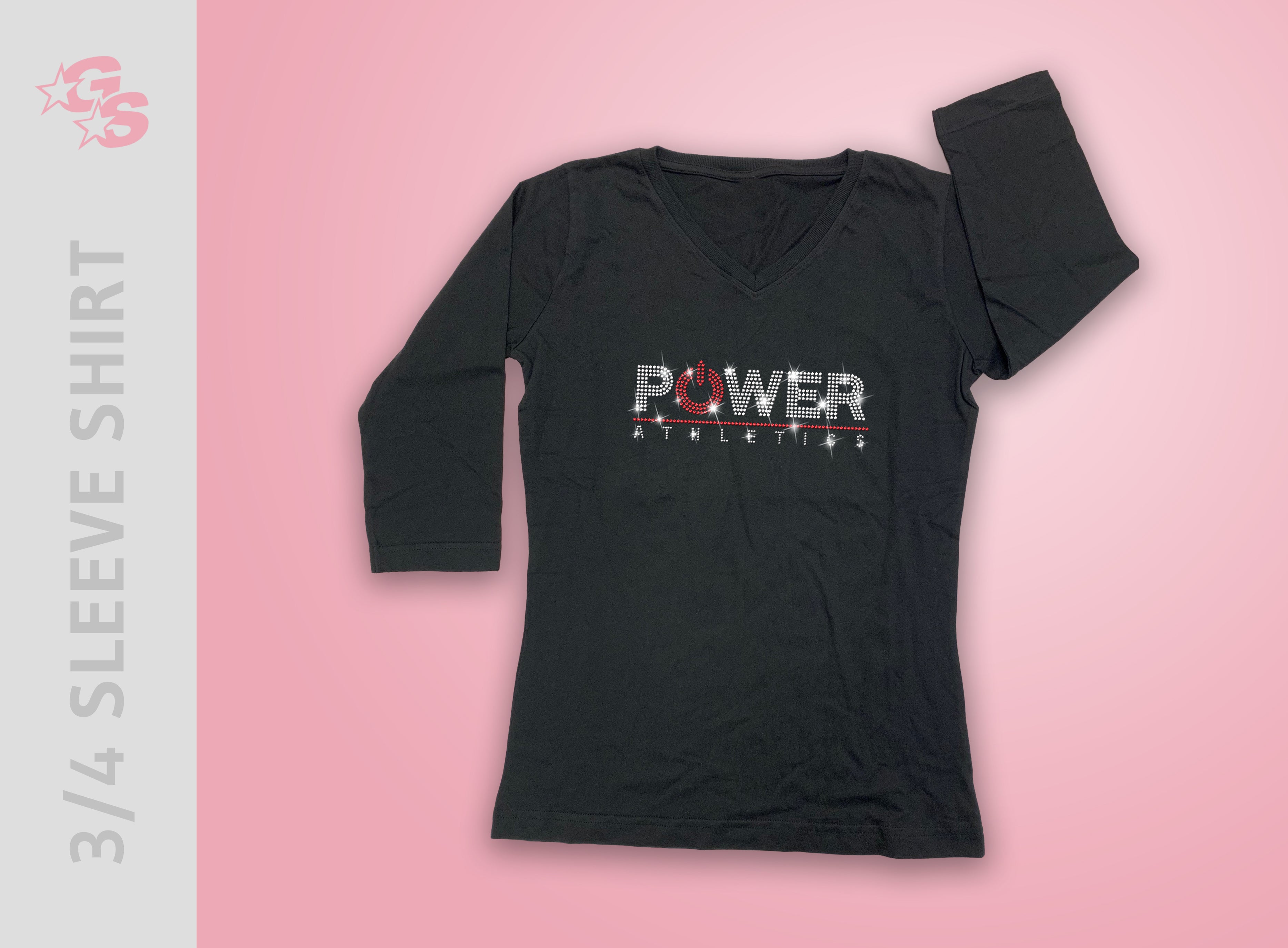 Power Athletics 3/4 Sleeve Shirt - Bling Logo
