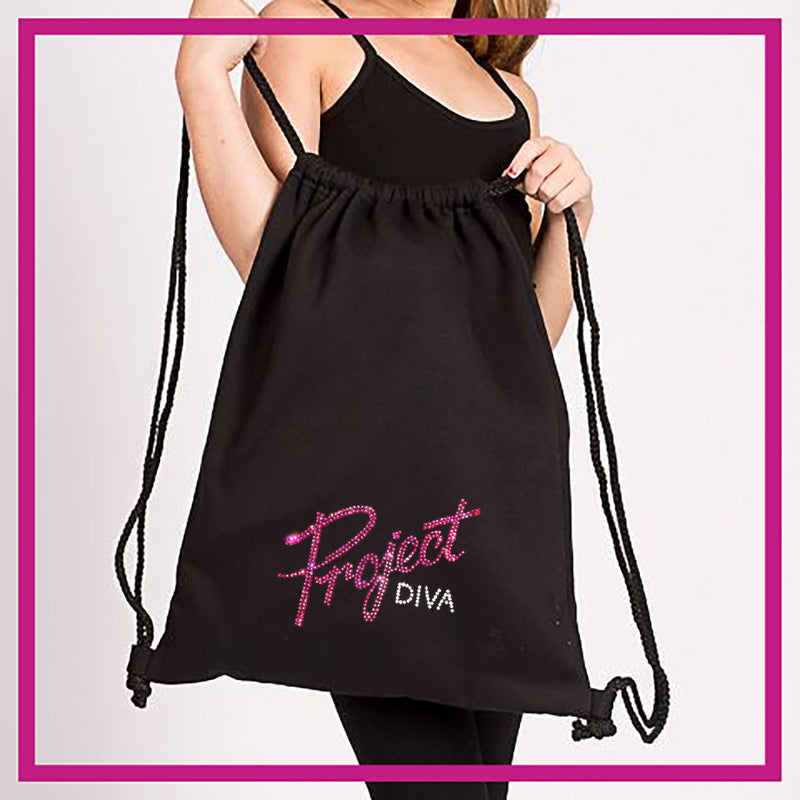 Standard Cinch Bag with Large Rhinestone Logo