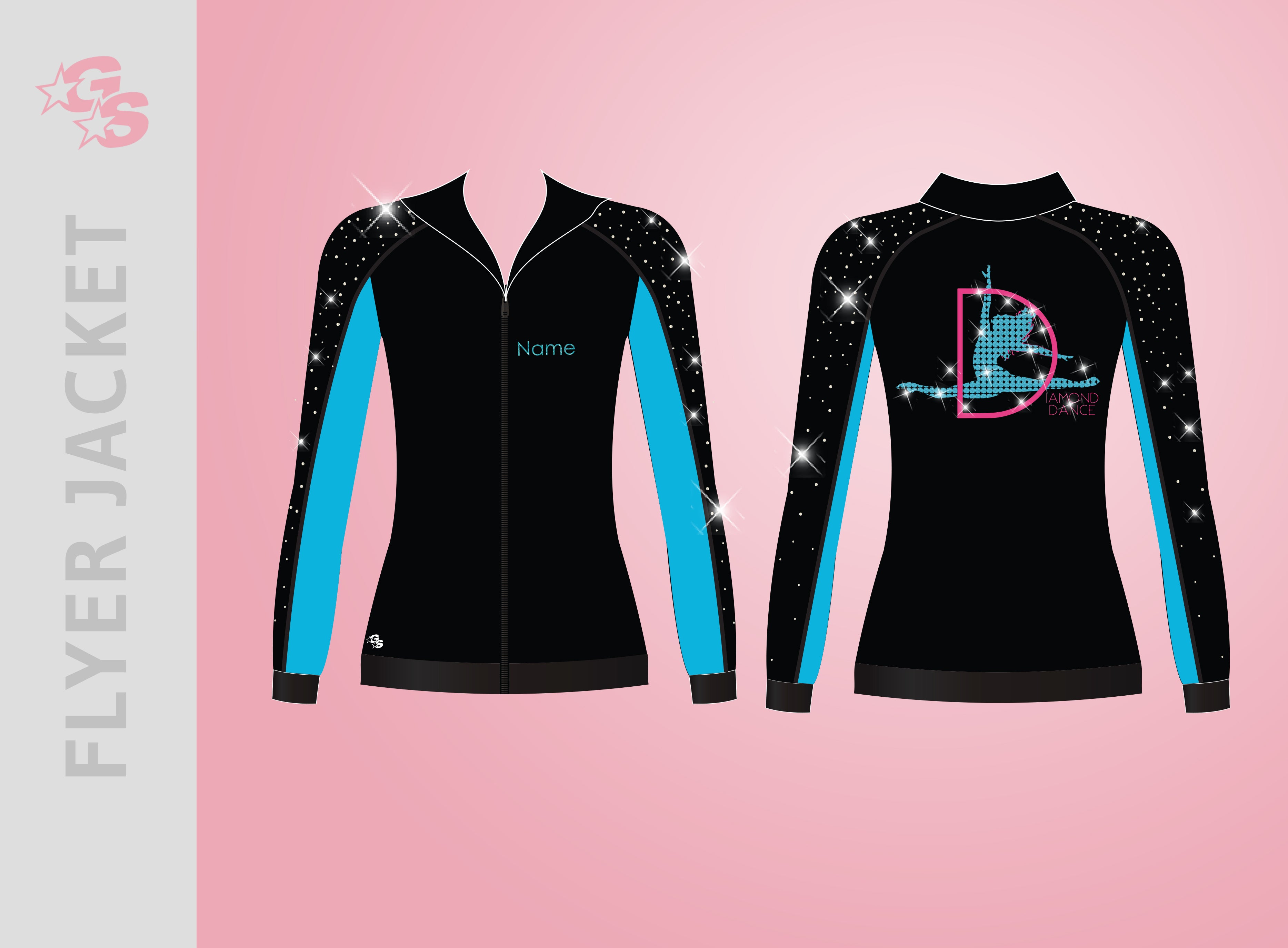 Diamond Dance NJ Flyer Jacket with Bling Logo and Vinyl Name
