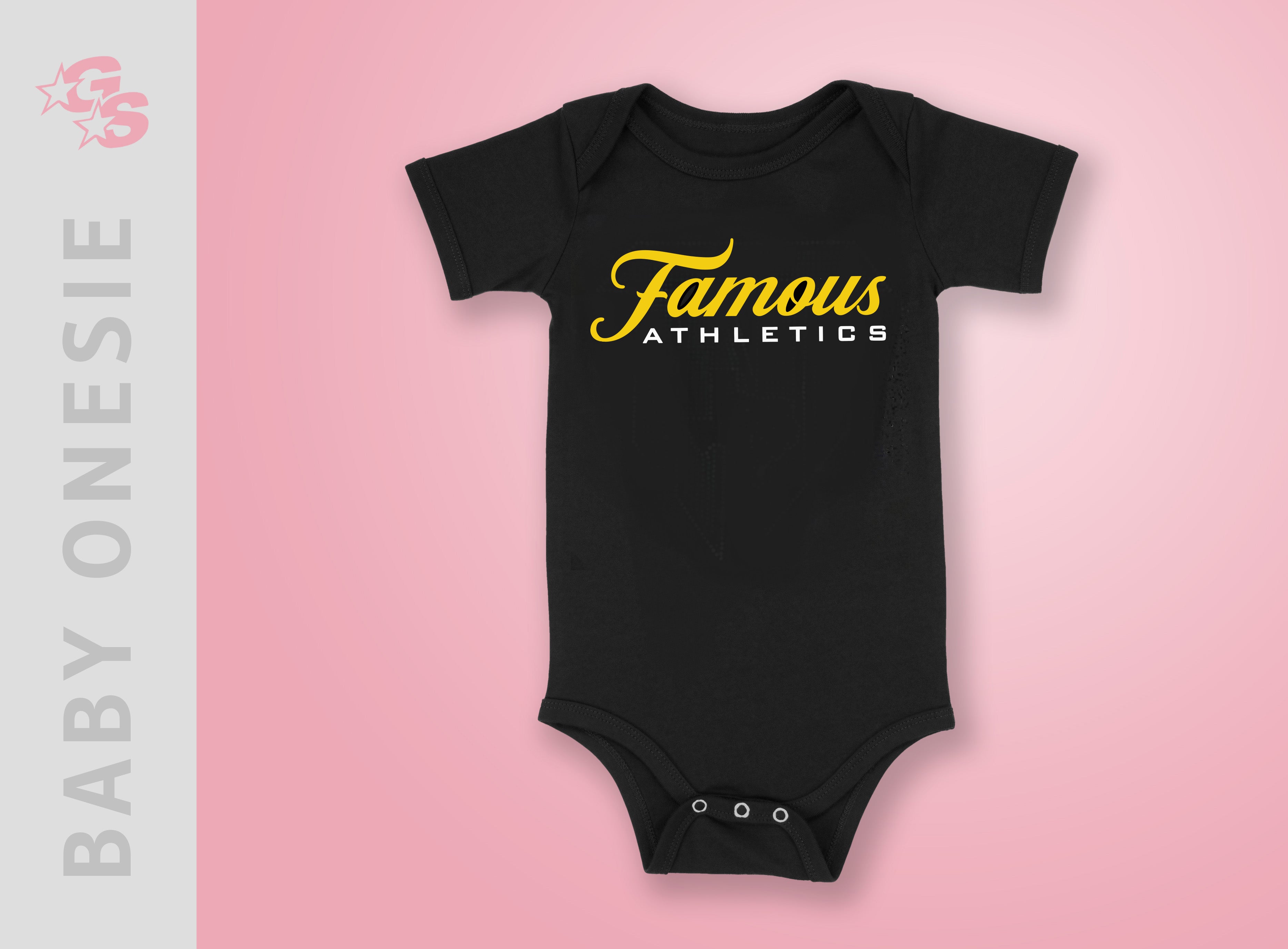 Baby Onesie  (Black) with vinyl logo - Famous Athletics