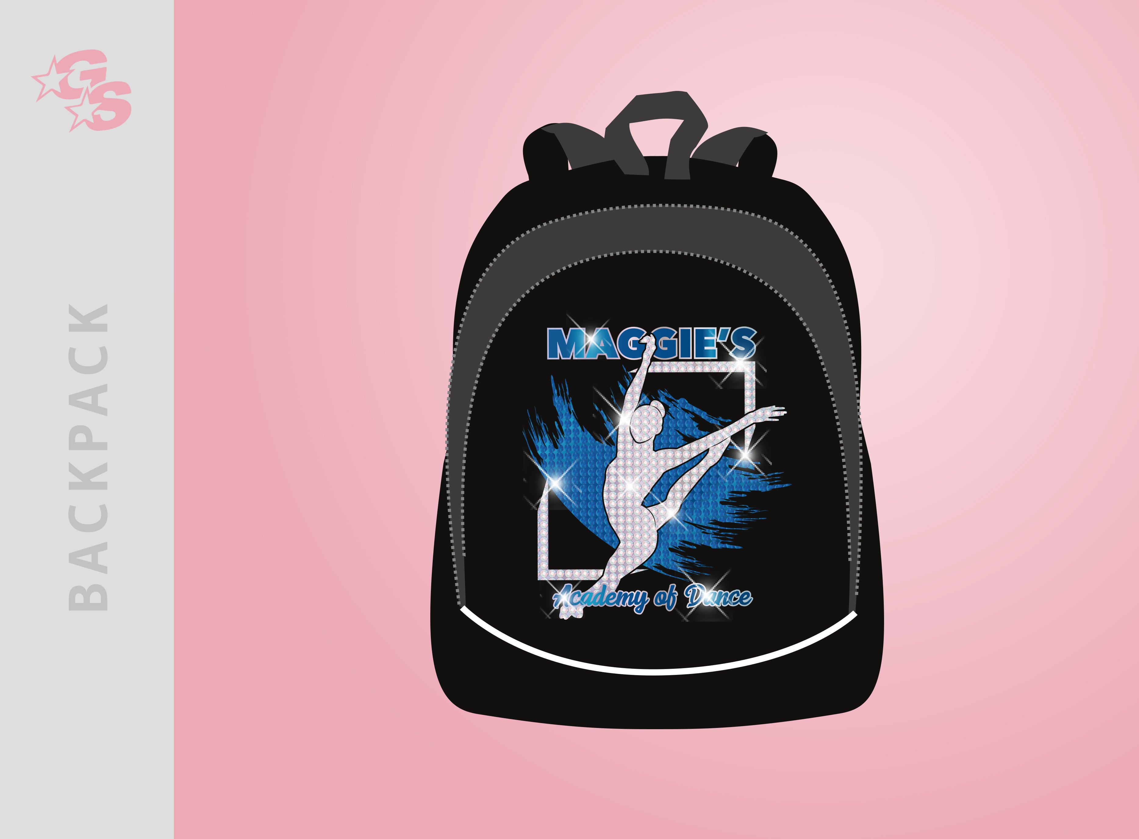 Maggies Dance Academy Backpack with Crystal logo