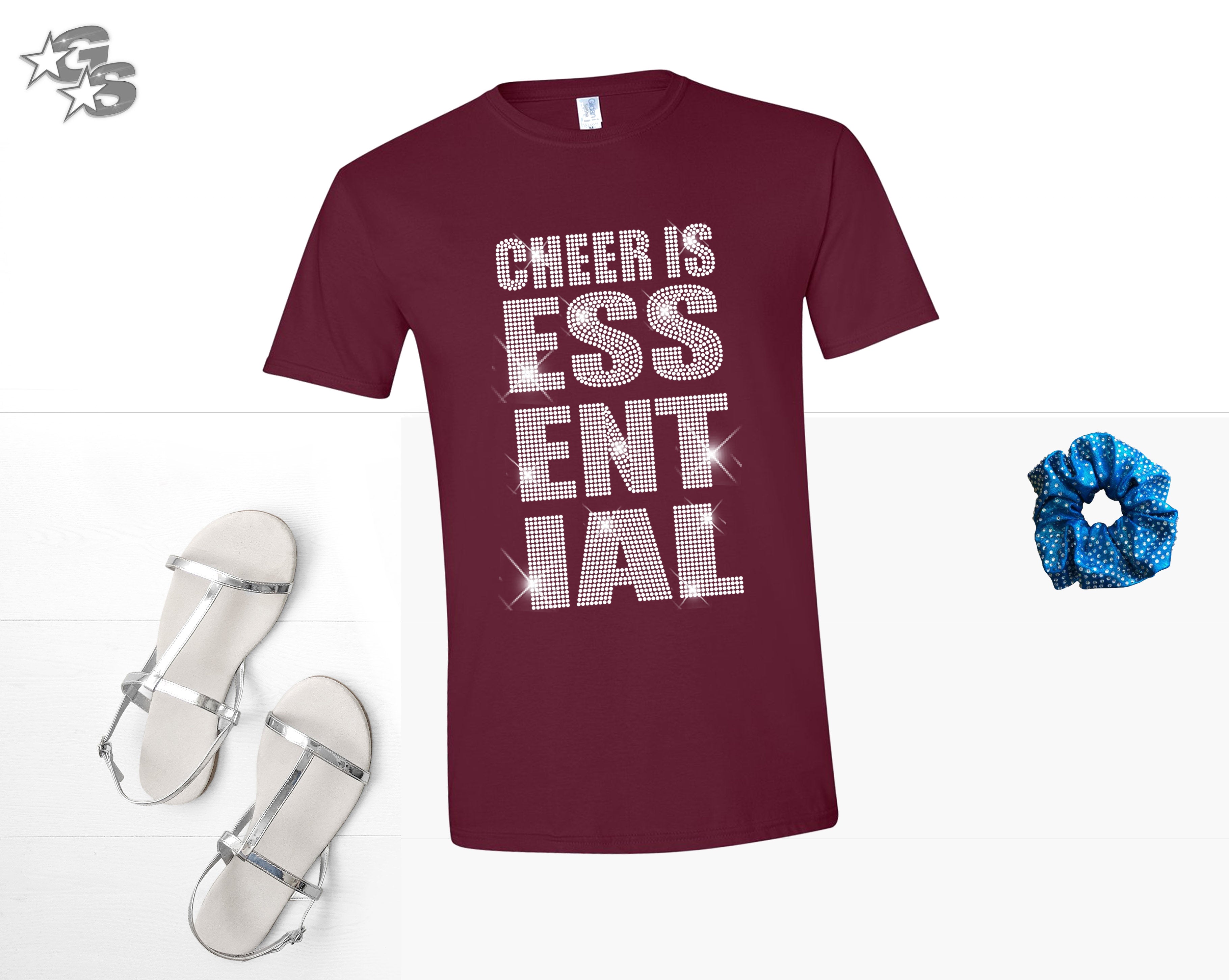 Cheer is Essential - Maroon Shirt - Cheer FX (Bling) - No Hashtag