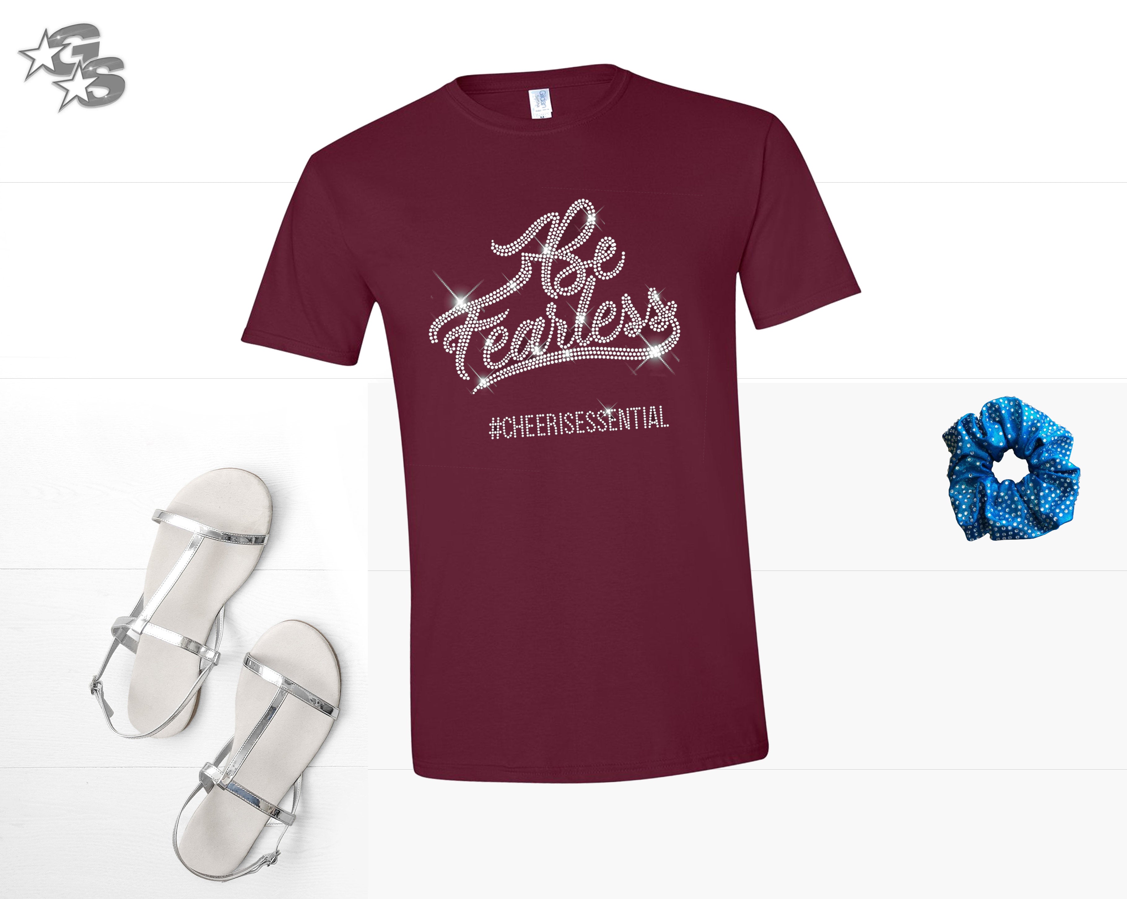 Be Fearless Maroon Shirt - Cheer FX (Bling) - Custom hashtag option