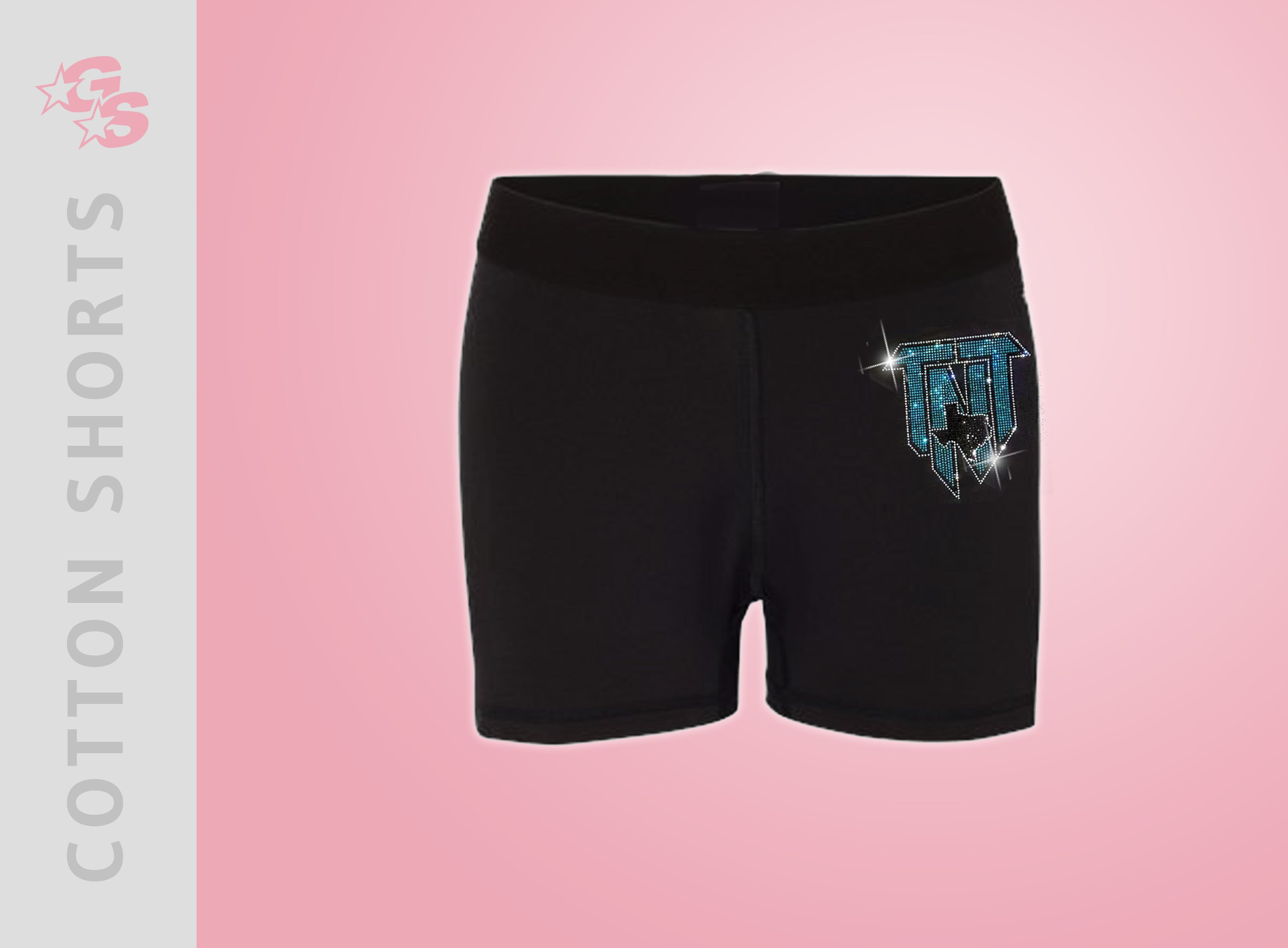 Cotton Shorts (Black) with bling logo - TNT Top Notch Tumble