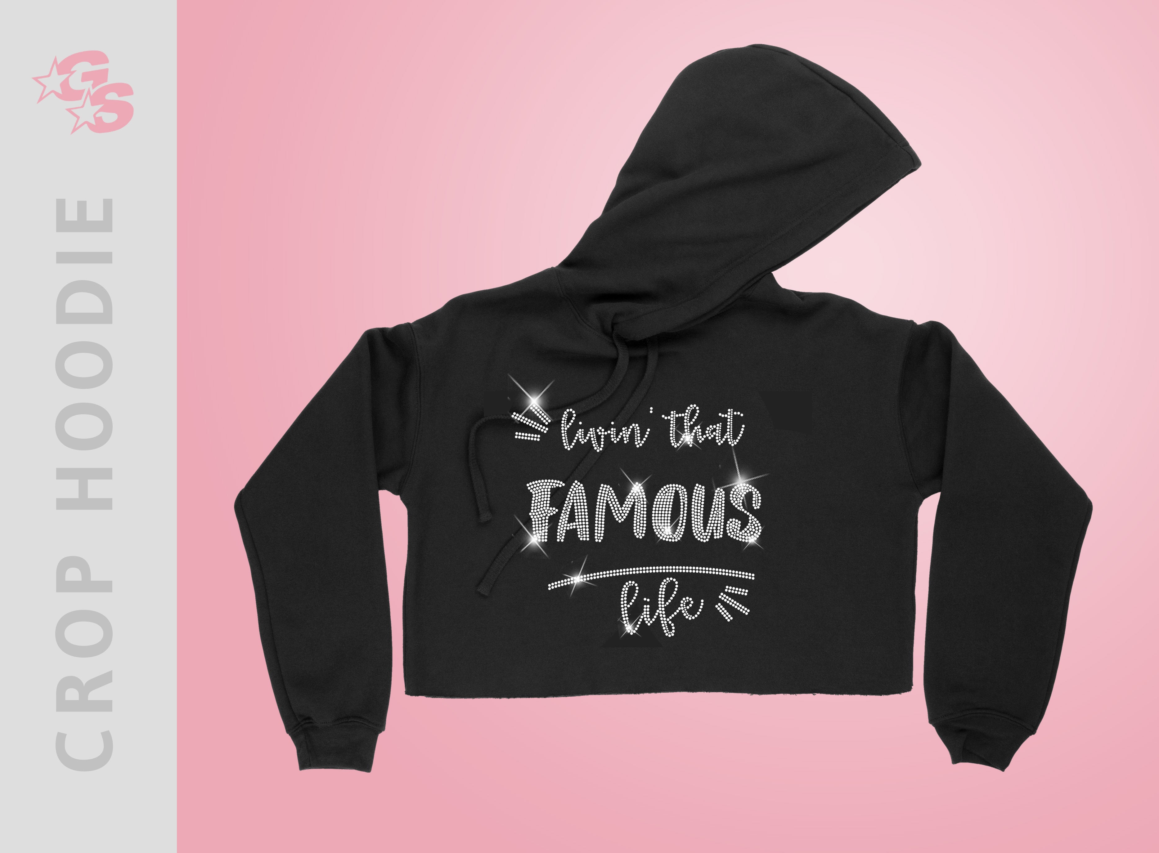 Famous Athletics Crop Hoodie with Bling Logo - Adult Sizes Only