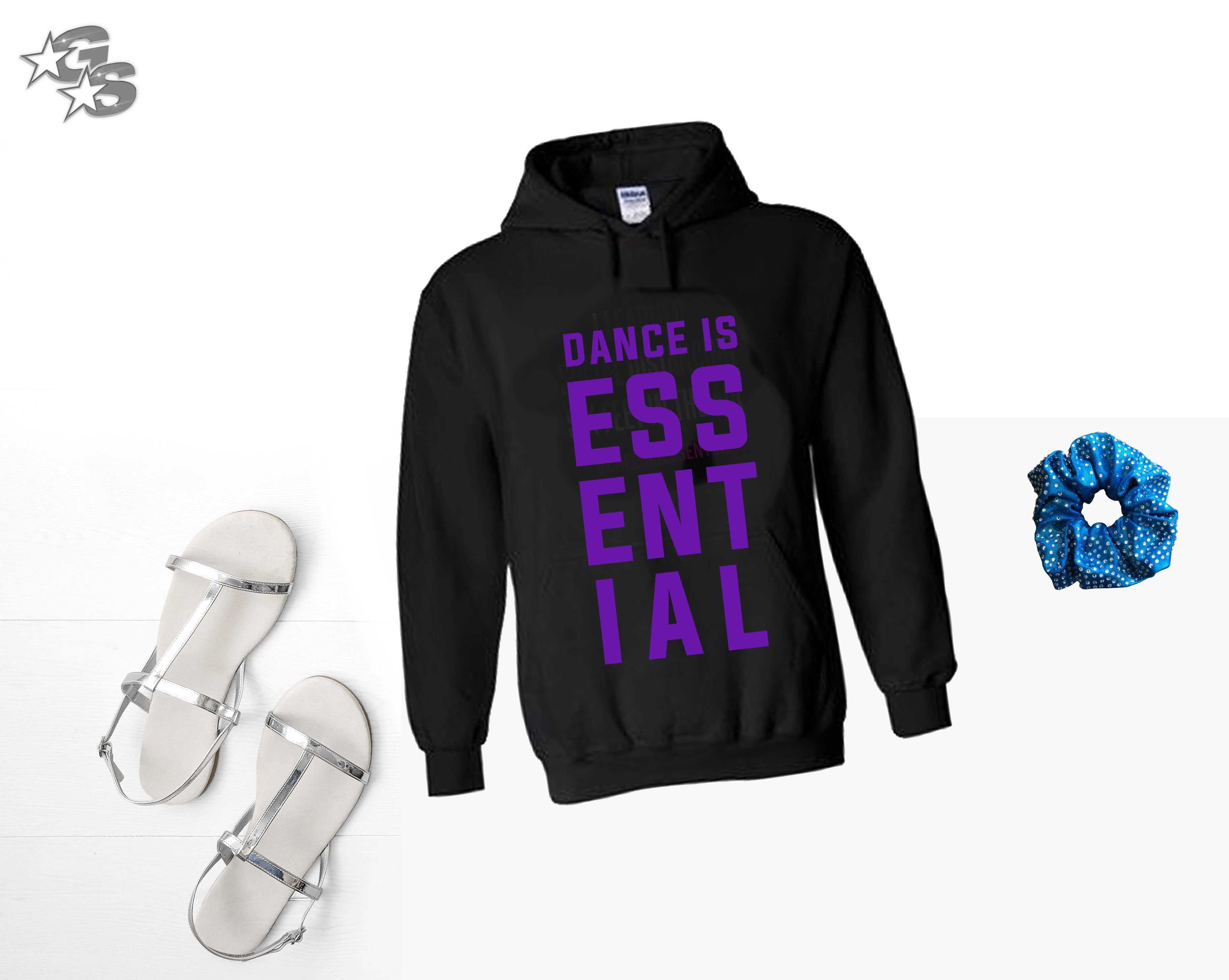 Hoodie (Full length hoodie) - Black with purple vinyl logo - DANCE IS ESSENTIAL -  Royal Dance Center