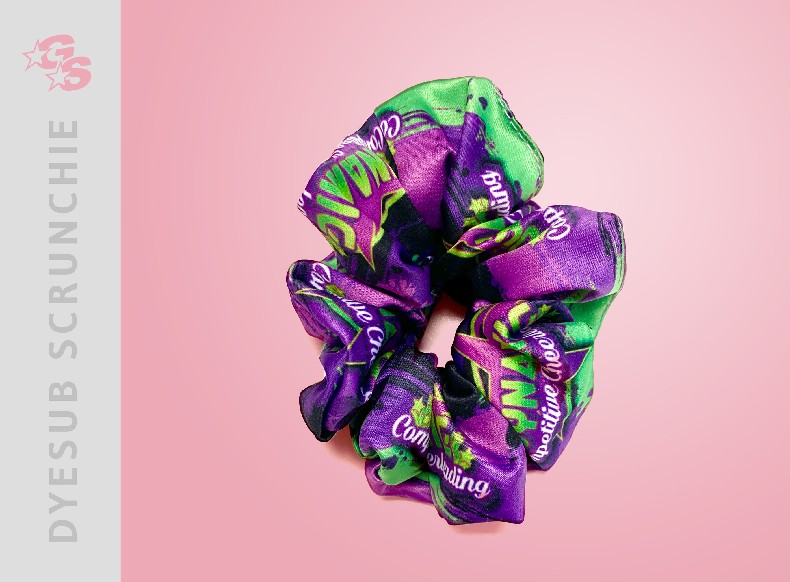 Dynamic Competitive Cheer Sublimated Scrunchie with dyesub logo