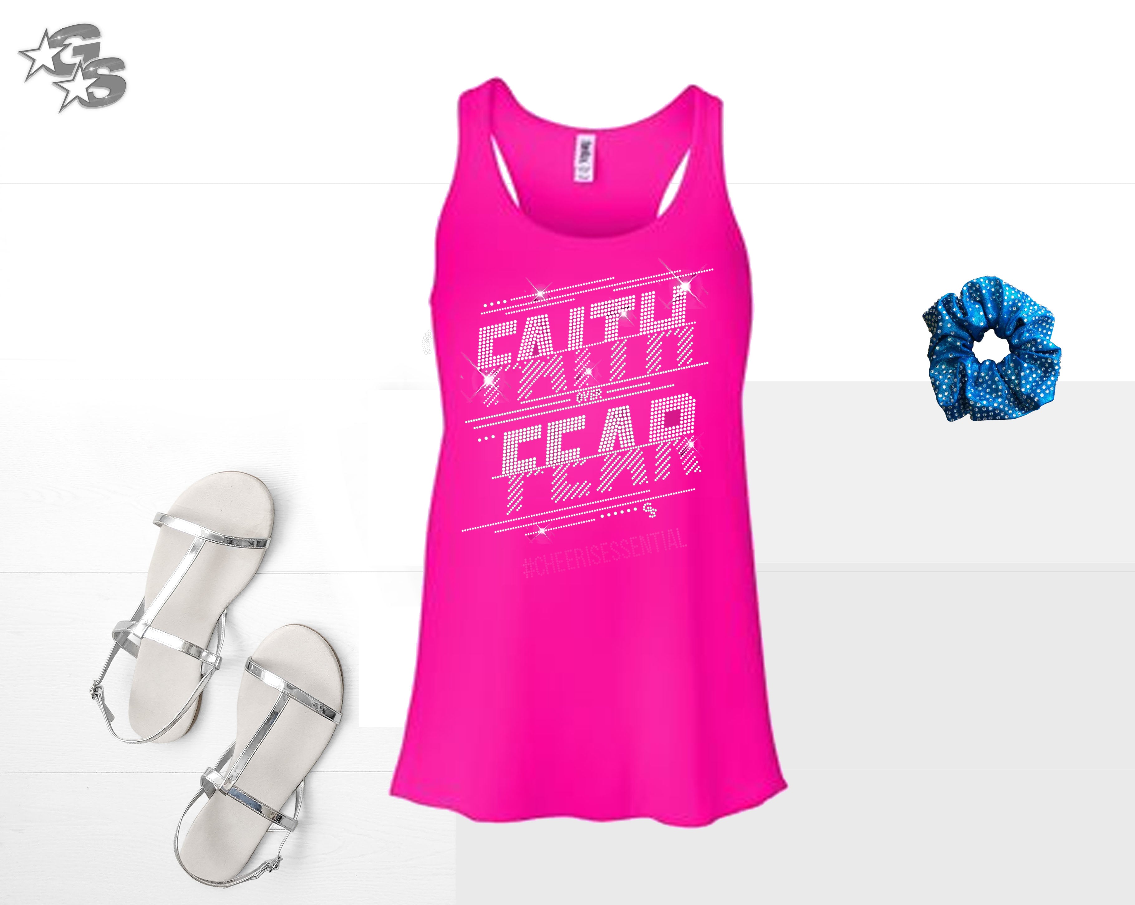 Faith over Fear - Must Have Tank - Pink (Bling Logo) - no hashtag or AMKM hashtag