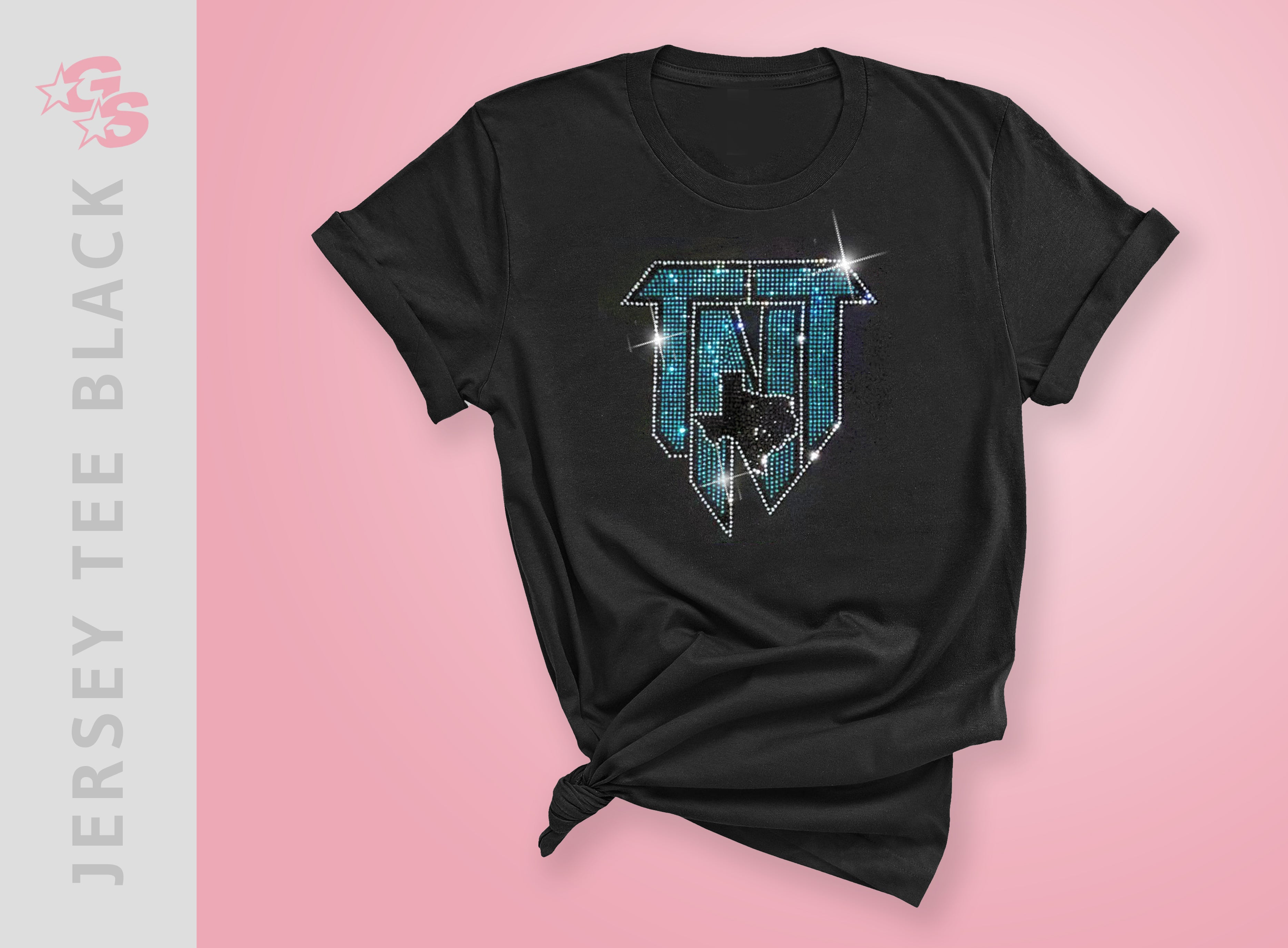 Jersey Tee (Black) with bling logo - TNT Top Notch Tumble