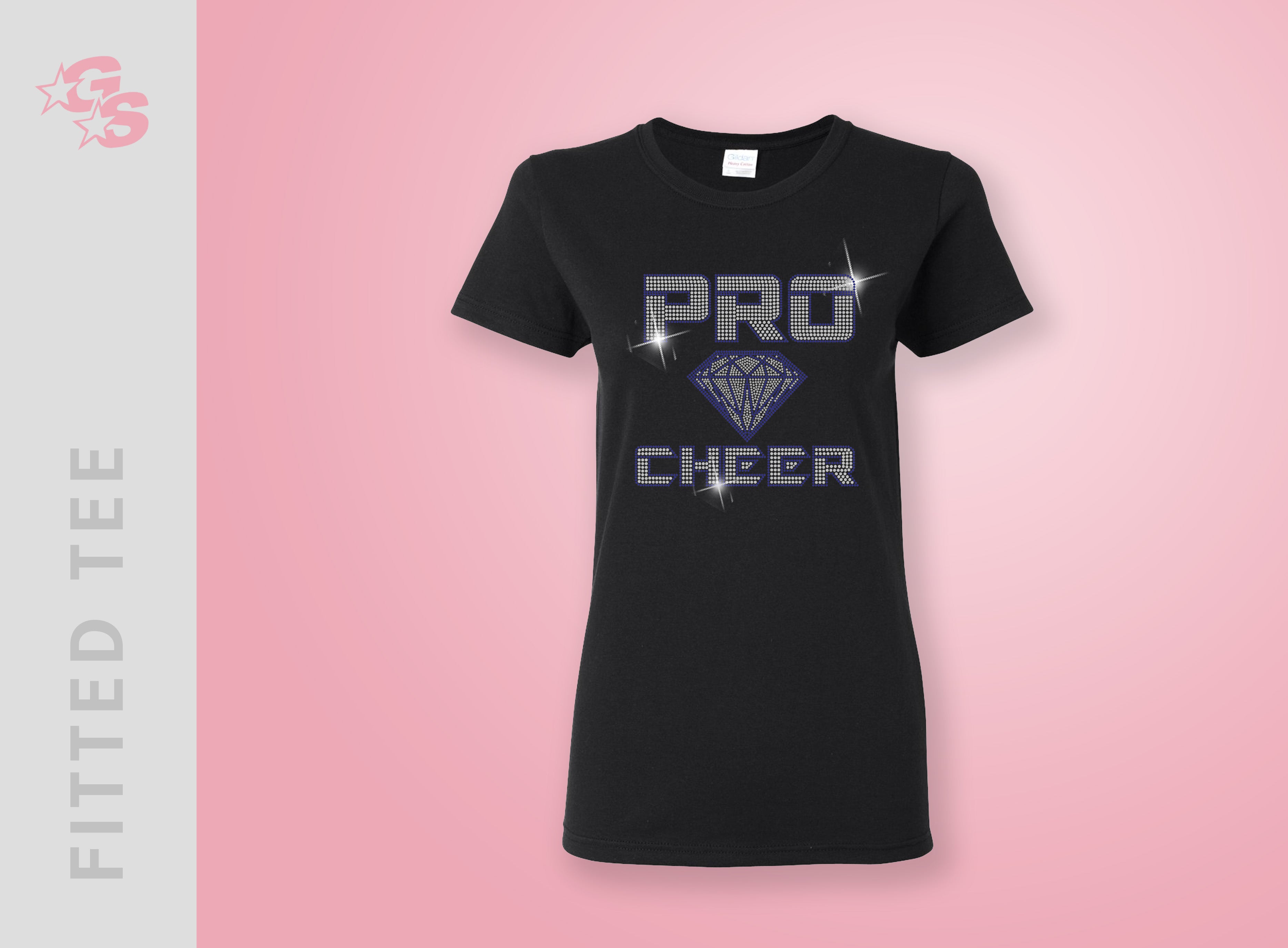 Pro Cheer - Fitted Tee - Black - with White bling logo