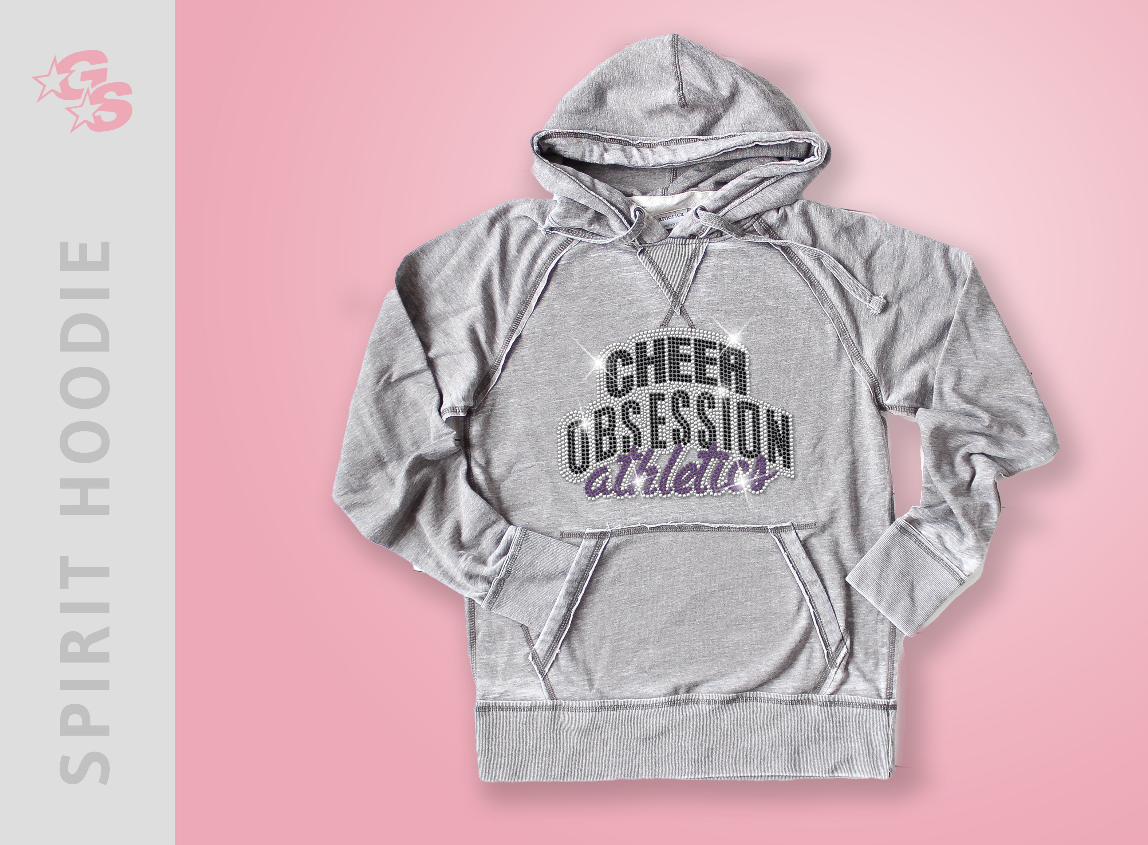 Spirit Hoodie (Grey Cement Vintage) with bling logo - Cheer Obsession Athletics